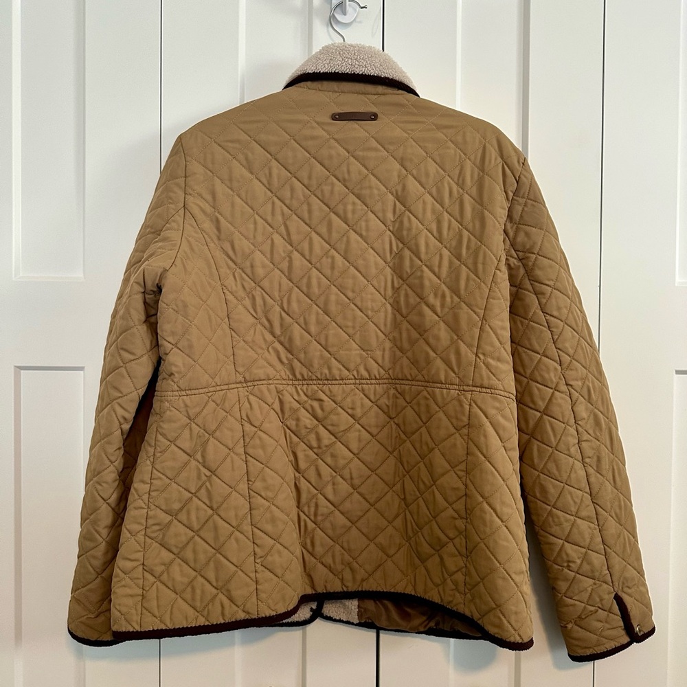 Ralph Lauren Quilted Faux Shearling Collar Jacket in Classic Camel XL - Picture 2 of 5